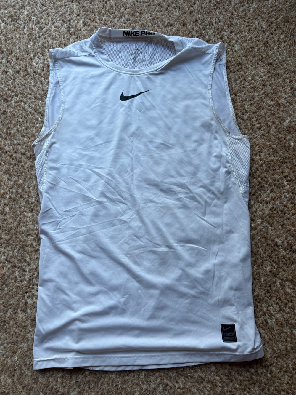 Nike Pro Men’s White Sleeveless Training Shirt medium see pictures for stain